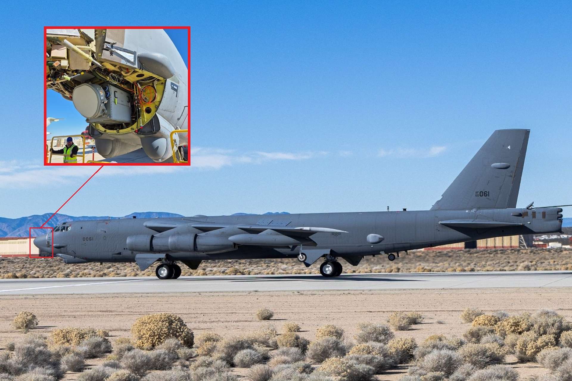 The delivery and ferry flight mark the B-52’s radar upgrade moving from plan to reality, with 2026 testing at Edwards set to prove the AN/APQ-188’s all-weather accuracy, survivability, and reliability (Picture Source: U.S. Air Force)