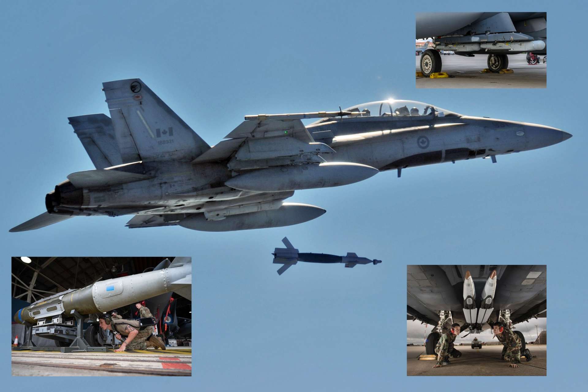 A Royal Canadian Air Force CF-18 releases a GBU-12 over Eglin Air Force Base during a US-run Weapons System Evaluation Program, which tests live precision-guided munitions in realistic conditions. This type of training underpins Canada’s move to expand its precision strike capabilities through the newly approved 2.68 billion dollar US air strike weapons package (Picture Source: U.S. Air Force)