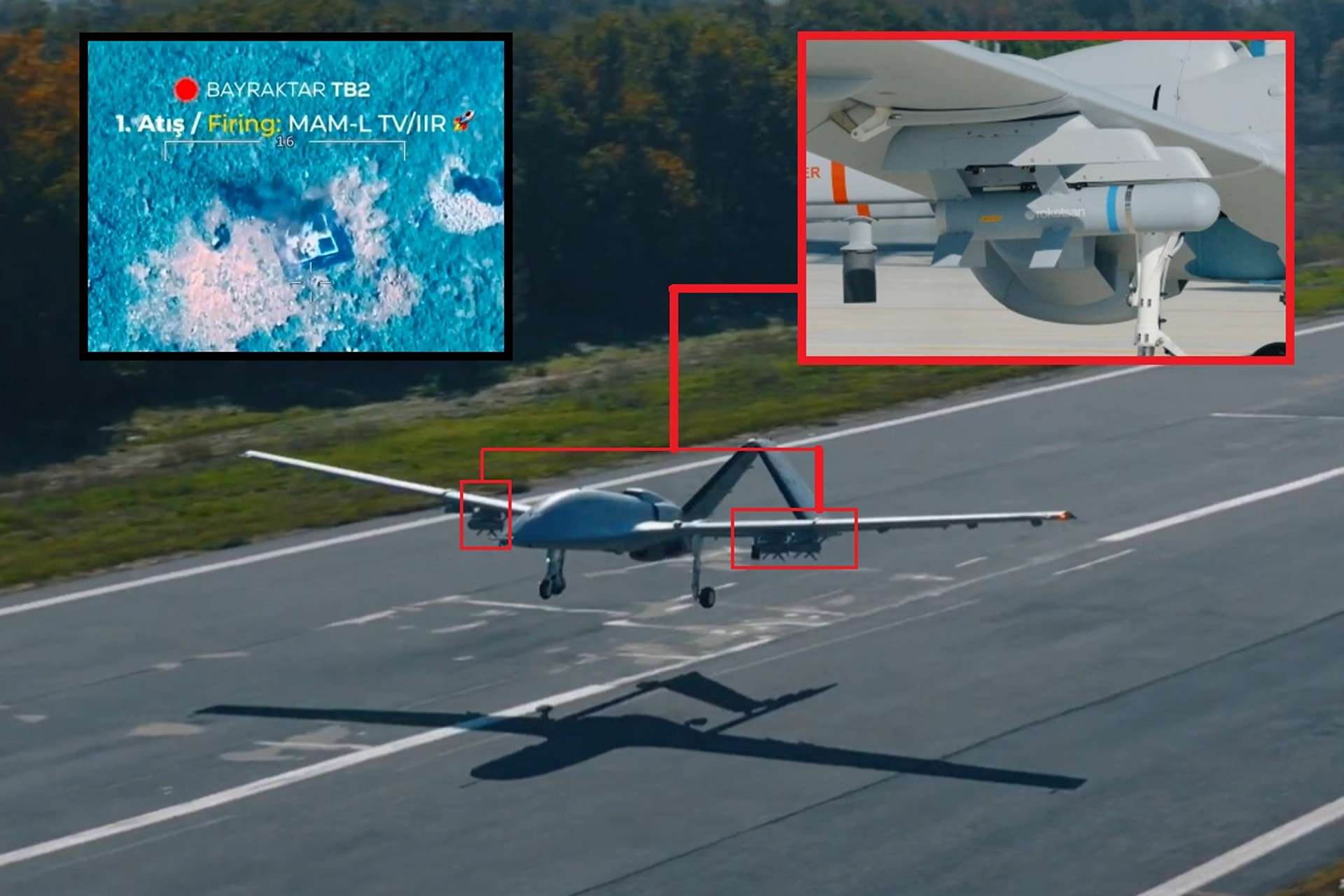 The Bayraktar TB3 is a carrier-capable unmanned combat aerial vehicle designed for naval strike missions, armed with Roketsan’s MAM-L precision-guided munition that delivers high accuracy against armored and soft targets from standoff range (Picture Source: Baykar)