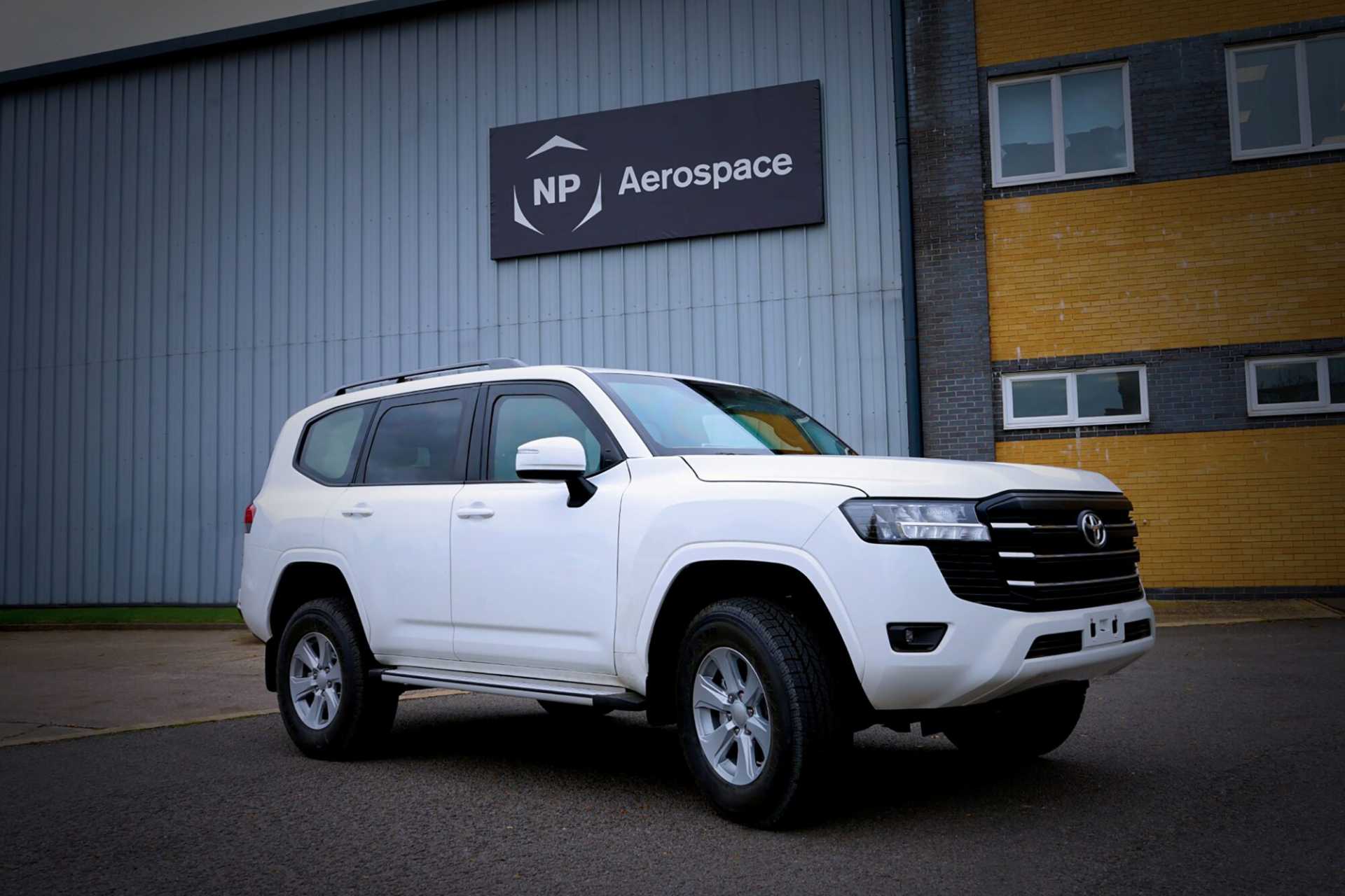 NP Aerospace's newly upgraded Toyota Land Cruiser LC300 armoured vehicle, showcased with full VPAM VR7 certification, engineered for high-threat civilian and military operations worldwide.