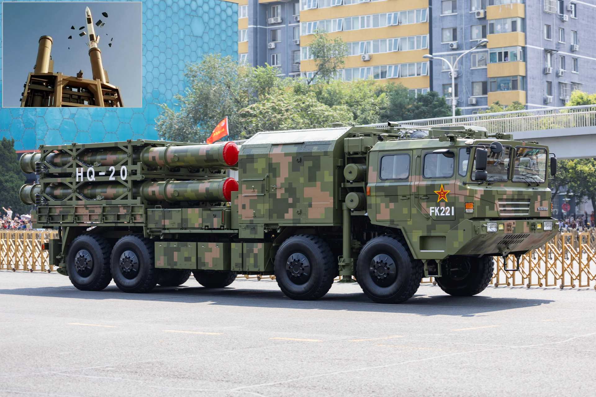 The HQ-20’s appearance is part of an ongoing modernization of the Chinese air defense network, which relies on a combination of ground-based radars, air force interceptors, airborne early warning aircraft, and multiple classes of surface-to-air missiles. (Picture source: Chinese Air Force and X/David Wang)
