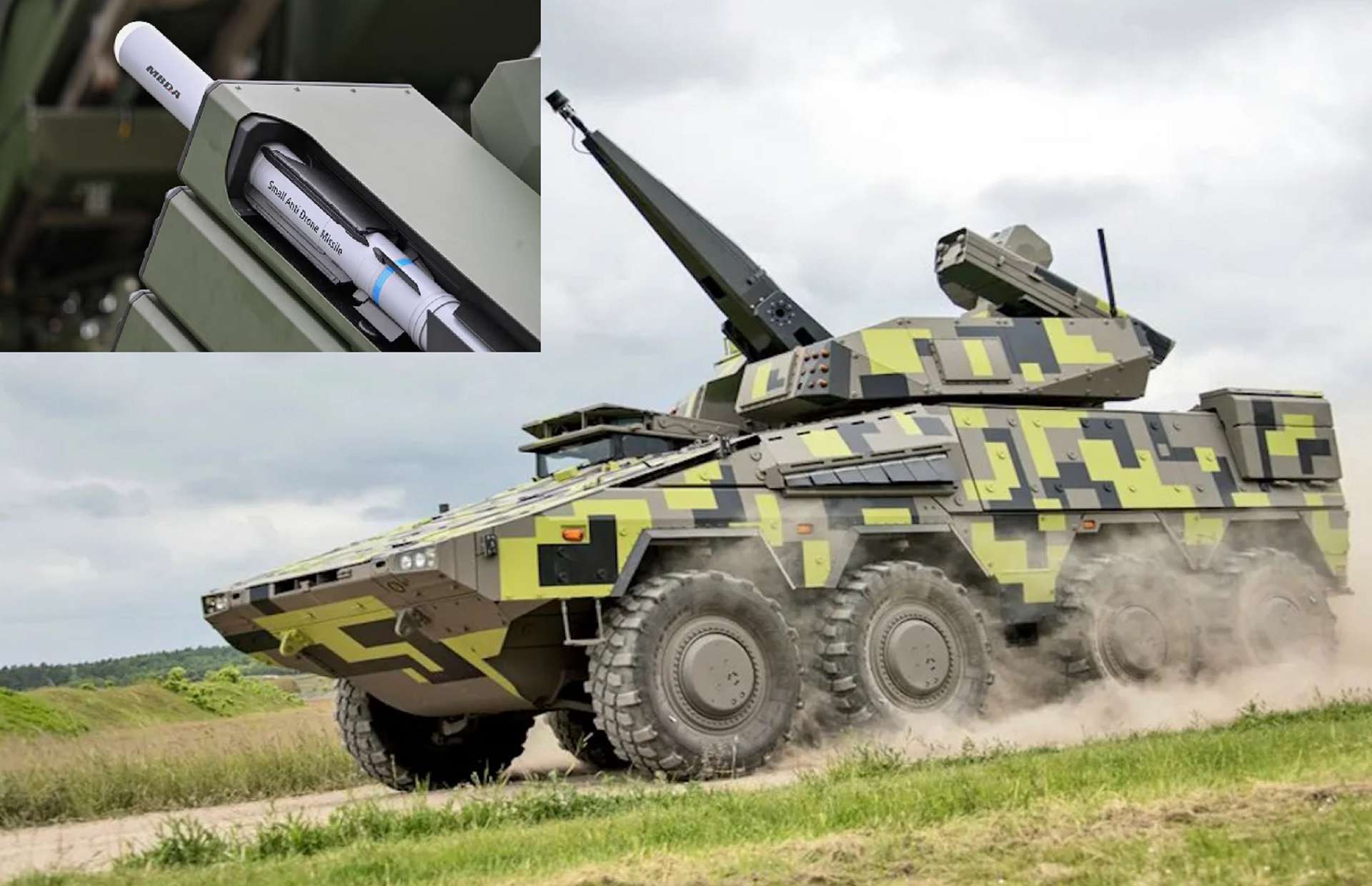 Germany funds MBDA DefendAir for Skyranger 30, adding low-cost 6 km counter-drone reach beyond the 30 mm cannon (Picture source: MBDA/Rheinmetall).