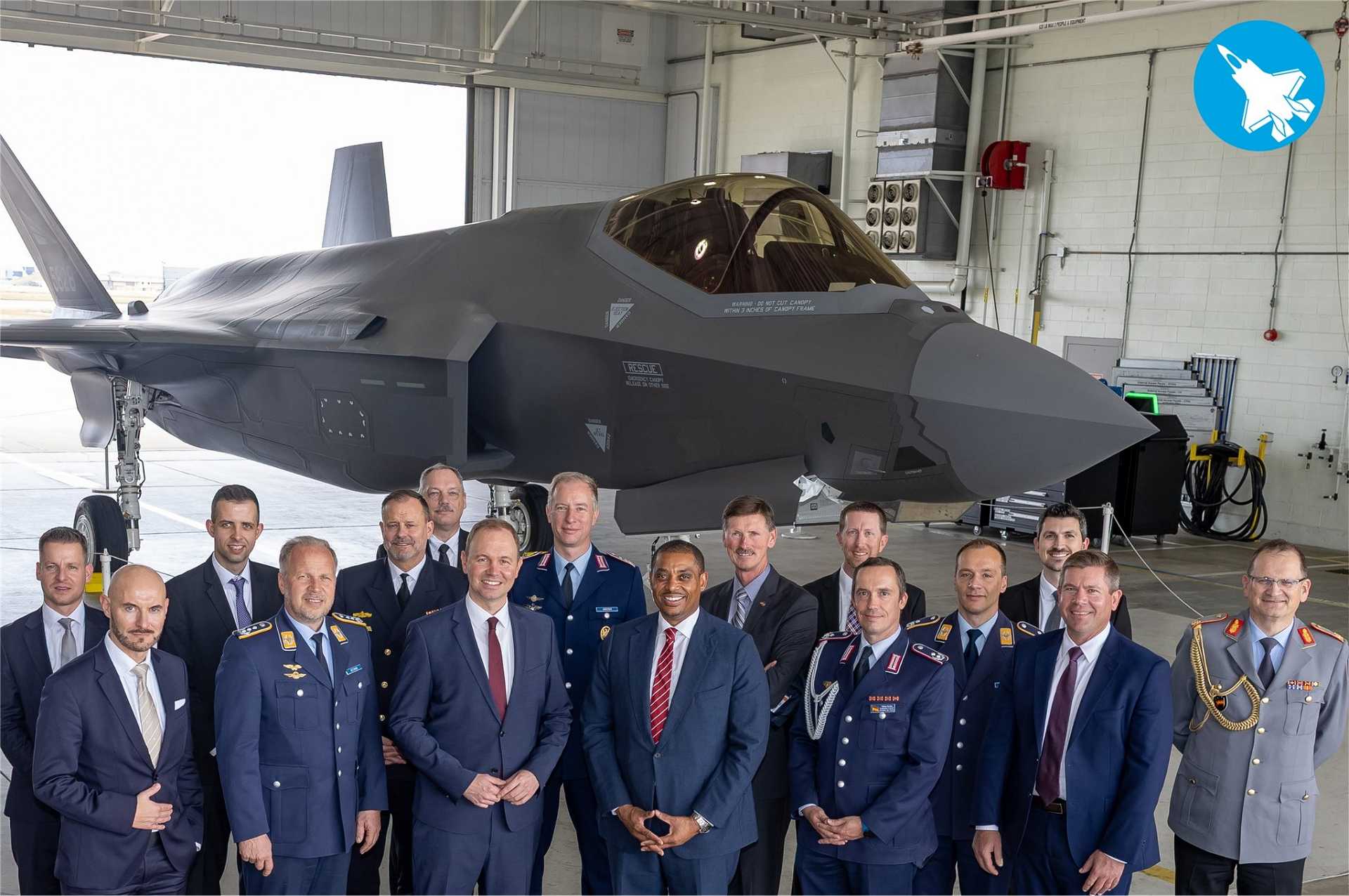U.S. and German defense officials attend the formal ceremony marking the start of F-35A production for the German Air Force at Lockheed Martin’s Fort Worth facility in United States.