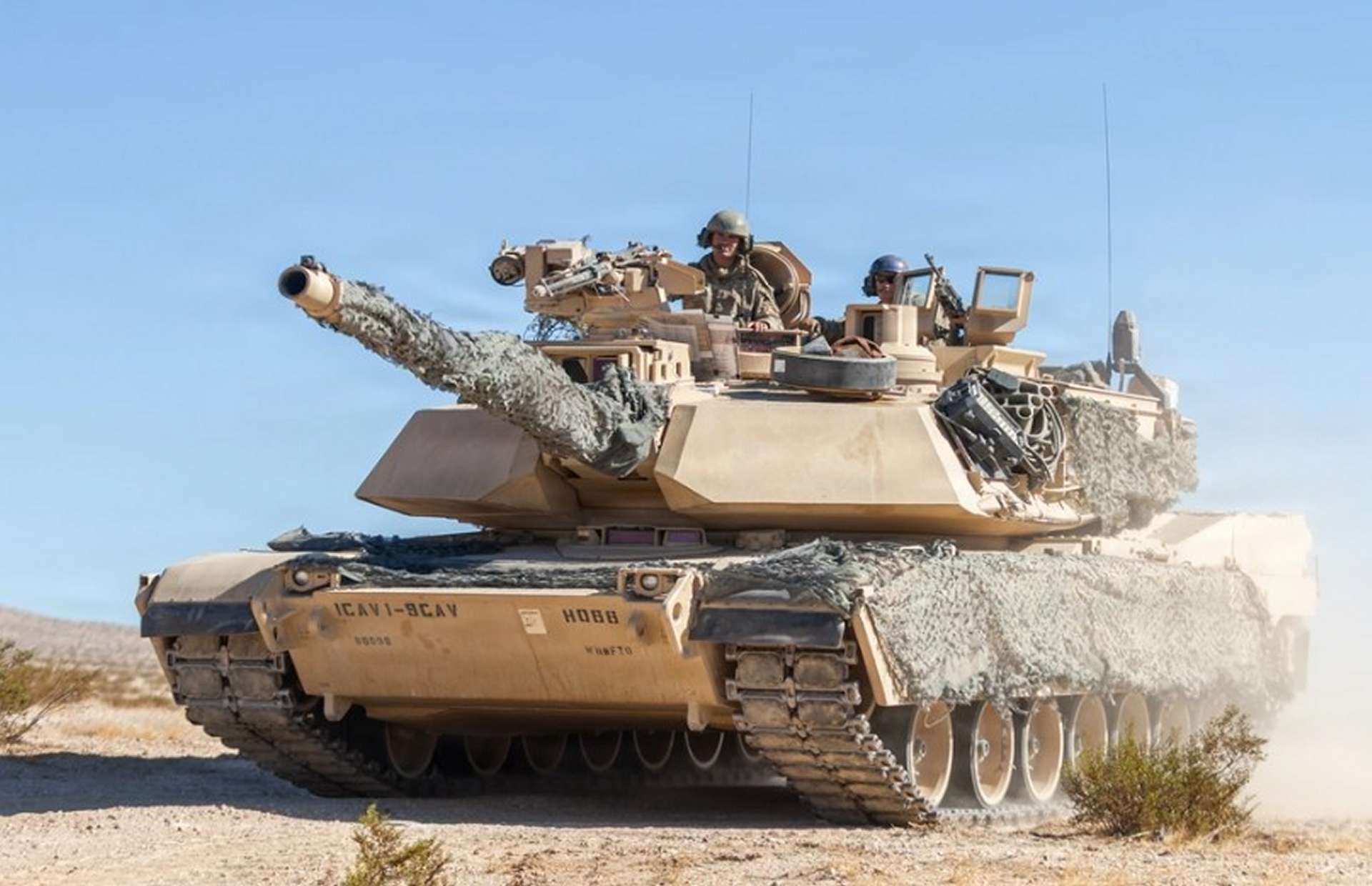 The M1A2 Abrams offers a 120 mm high-precision gun, advanced thermal sights for true hunter-killer engagements, heavy composite armor with protected ammunition storage, and a 1,500 hp turbine engine that delivers exceptional mobility in desert operations, making it one of the most survivable and lethal main battle tanks in service (Picture source: U.S. DoW).