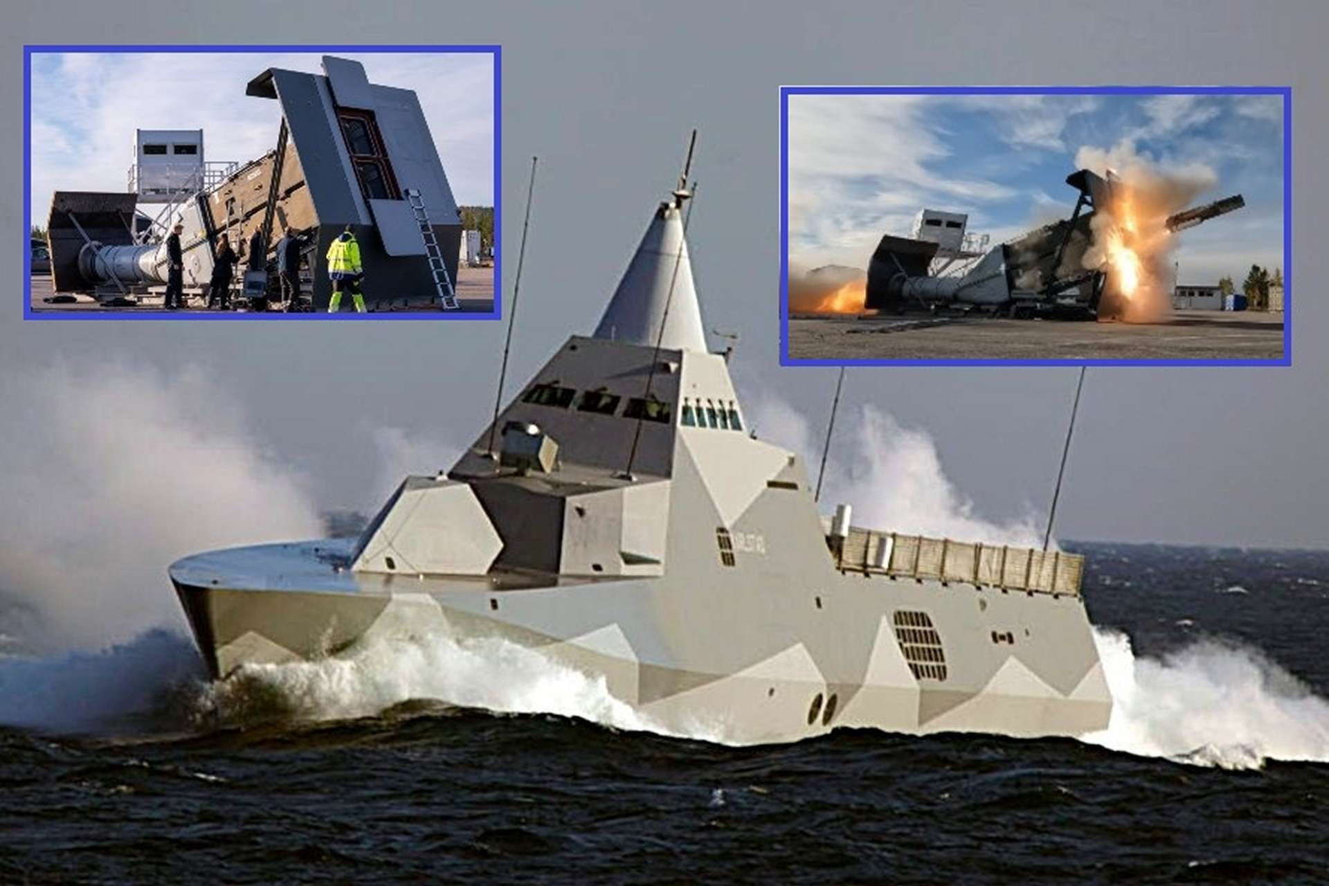 The Swedish Navy’s angular Visby-class stealth corvette is being refitted with a flush, robotic deck hatch that will conceal and deploy a new generation of longer-range Robot 15 anti-ship missiles while keeping the ship’s radar signature extremely low (Picture Source: Swedish MoD)