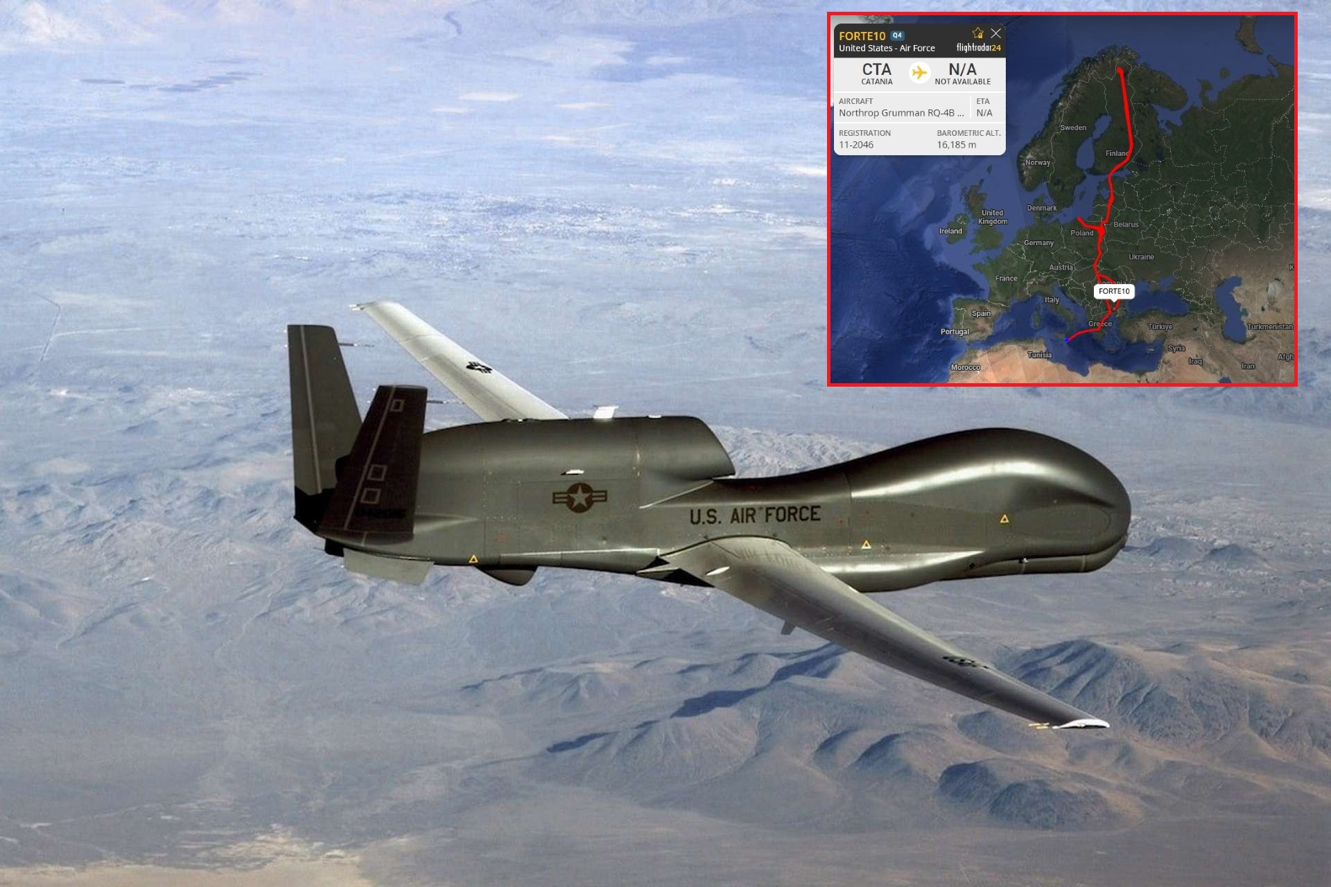 The RQ-4B Global Hawk is a high-altitude, long-endurance surveillance drone capable of flying over 30 hours and covering thousands of miles while delivering near-real-time intelligence across vast régions (Picture Source: U.S. Air Force)
