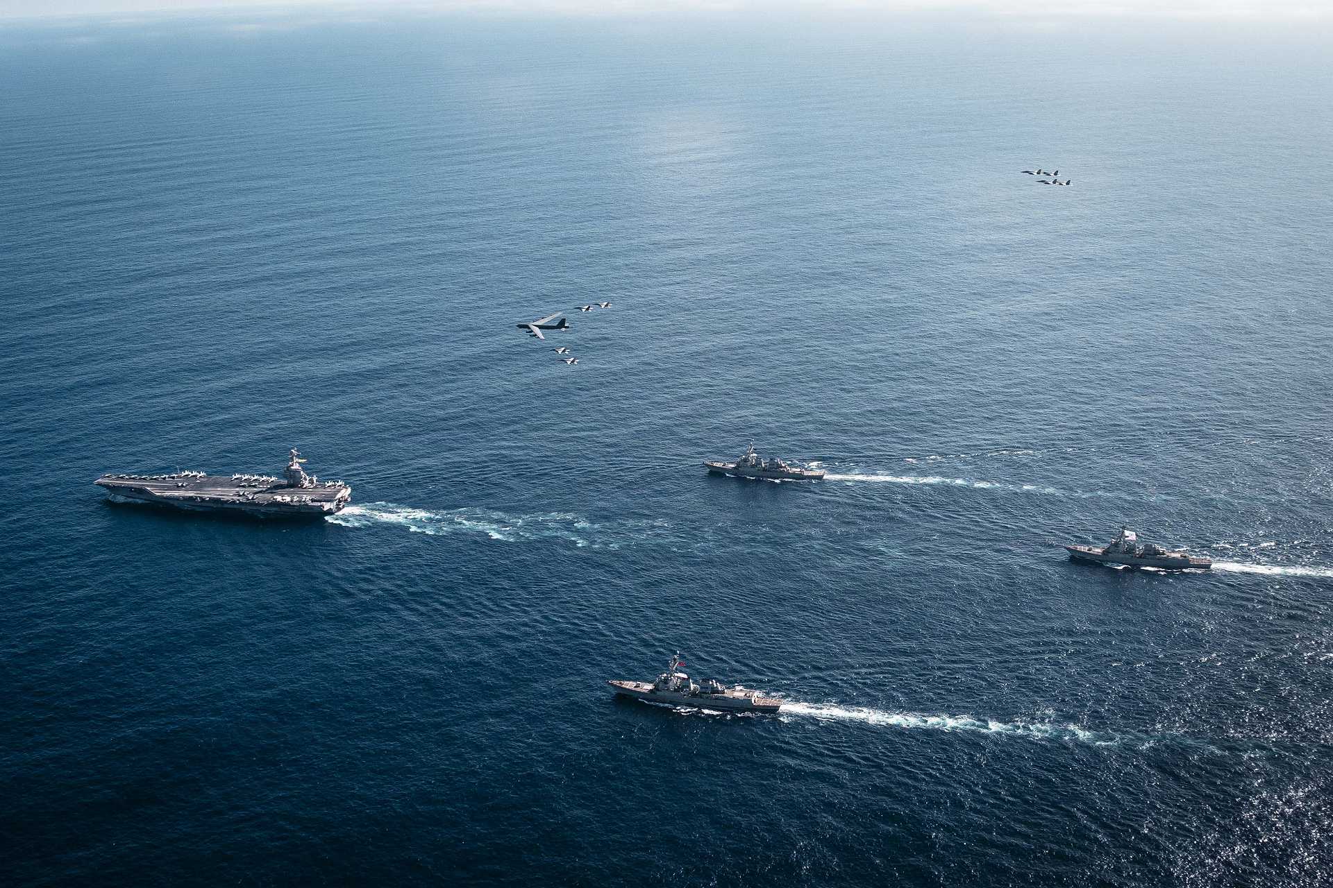 U.S. Navy USS Gerald R. Ford (CVN 78) leads her carrier strike group into the Caribbean Sea on November 16, 2025, marking a powerful U.S. Navy deployment amid escalating regional tensions with Venezuela.