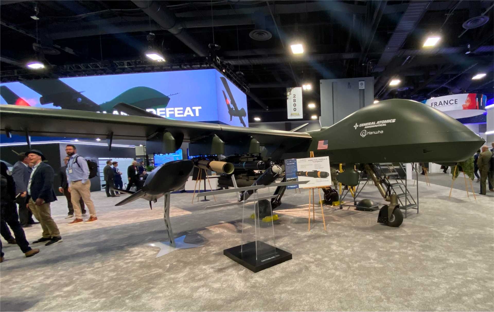 GA-ASI’s Gray Eagle STOL drone unveiled at AUSA 2025, engineered for launch from warships, roads, and remote terrain.