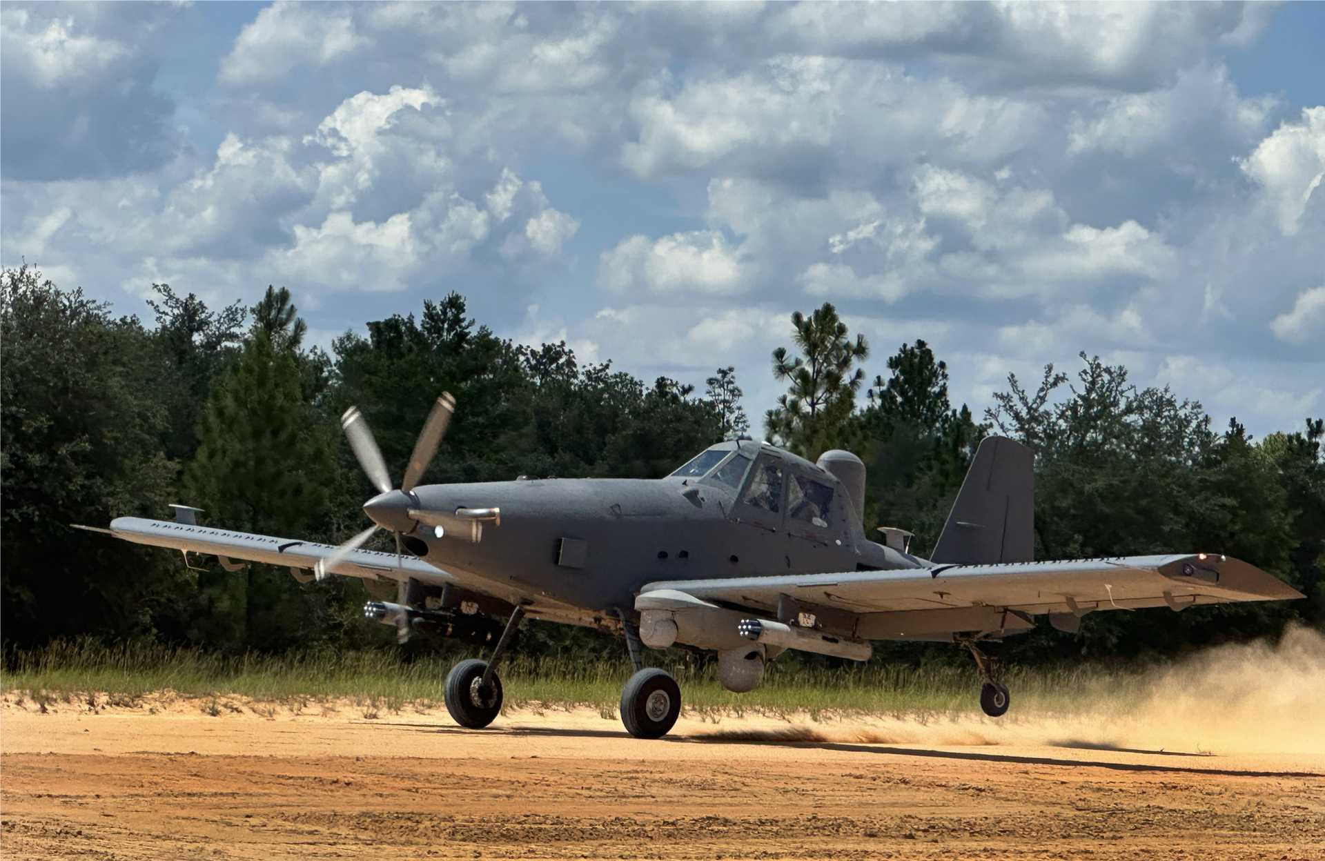 An OA-1K Skyraider II in U.S. service, the same platform now forming the basis of the Blue Sky Warden variant jointly developed by L3Harris and Israel Aerospace Industries for delivery to the Israeli Ministry of Defense.