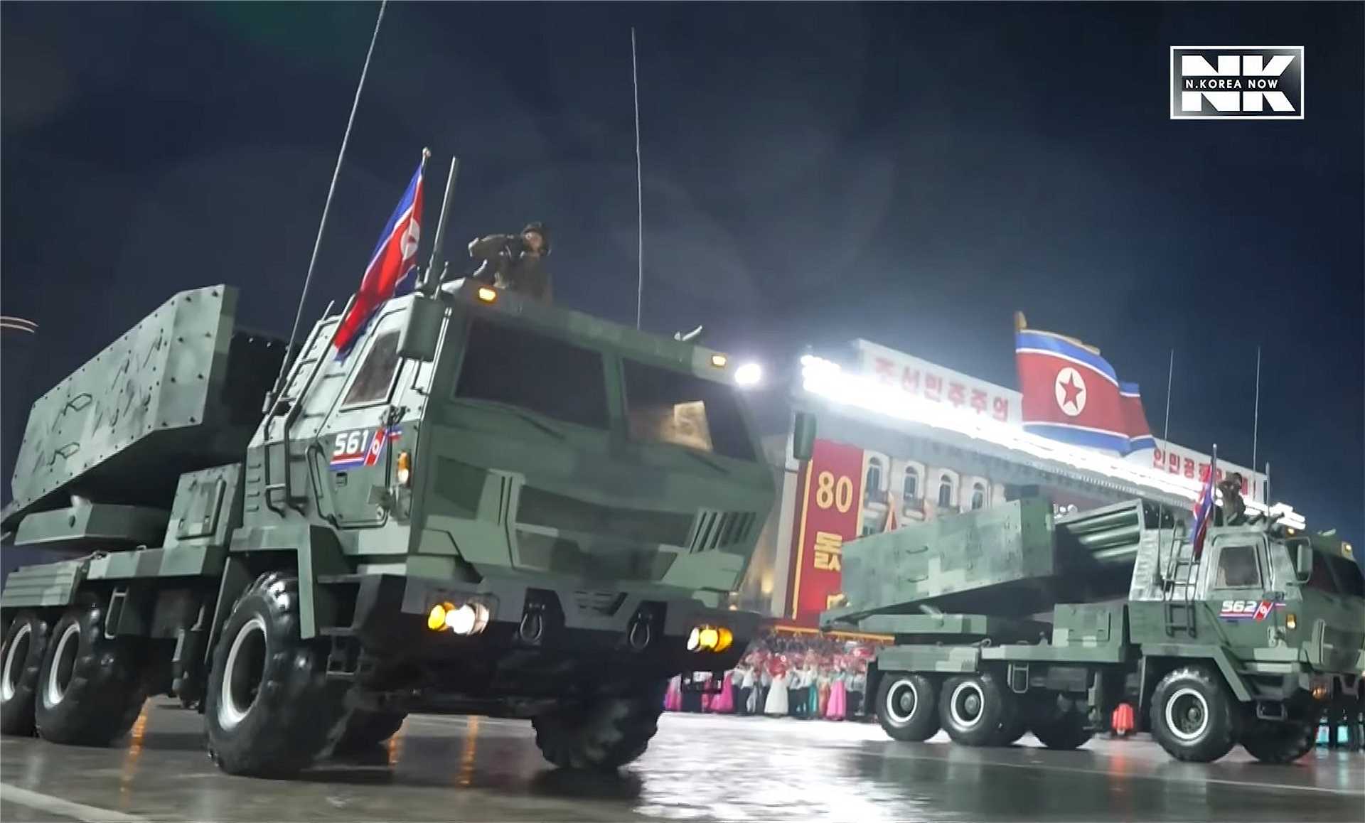 North Korea unveils a wheeled multiple launch rocket system closely resembling the U.S. HIMARS during the October 11, 2025 military parade in Pyongyang,