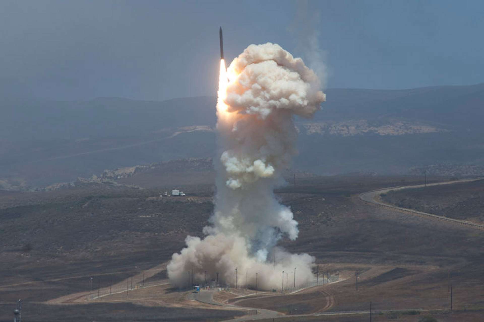 A Ground-Based Interceptor is launched from Vandenburg Air Force Base. (