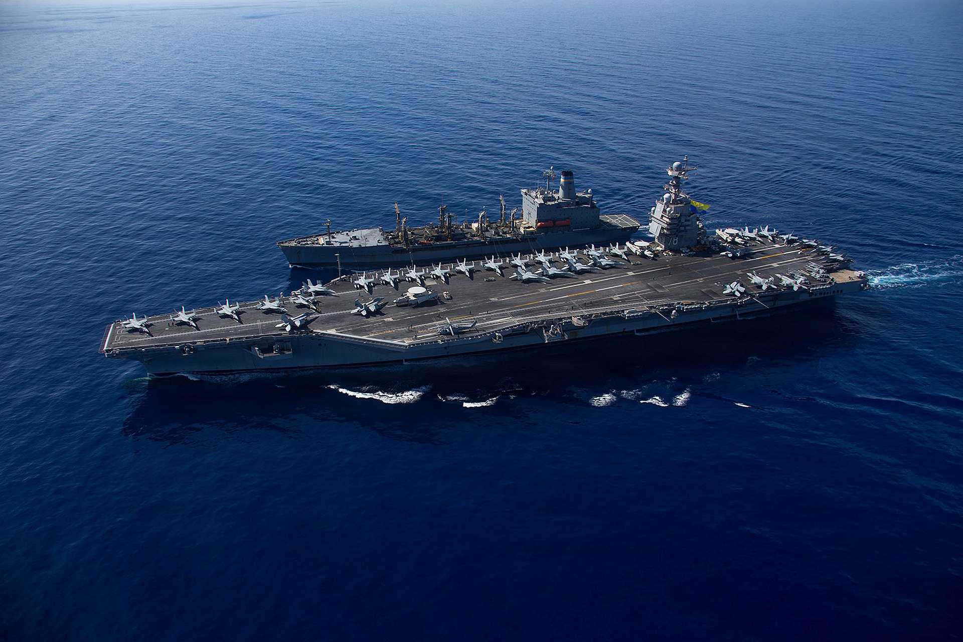 USS Gerald R. Ford (CVN 78) aircraft carrier operates at sea as the U.S. Navy advances reliability upgrades to its Advanced Arresting Gear, a key system for sustaining high-tempo aircraft recovery and sortie generation during carrier operations.