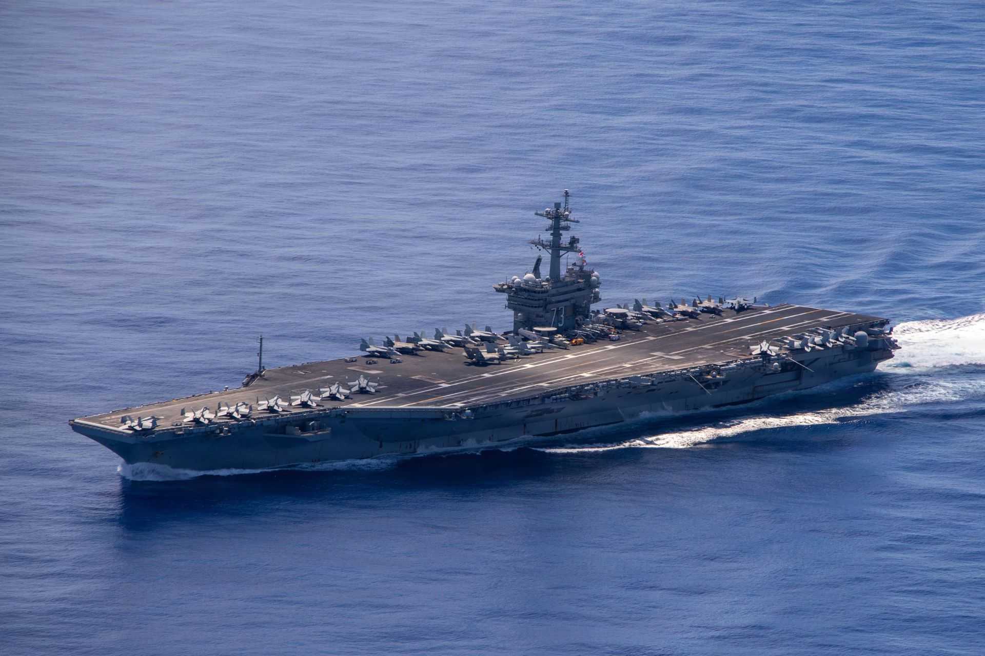 USS George Washington Carrier Strike Group operates with the Japan Maritime Self-Defense Force during Valiant Shield 2026 in the Philippine Sea on June 21. (Picture source: US DoD)