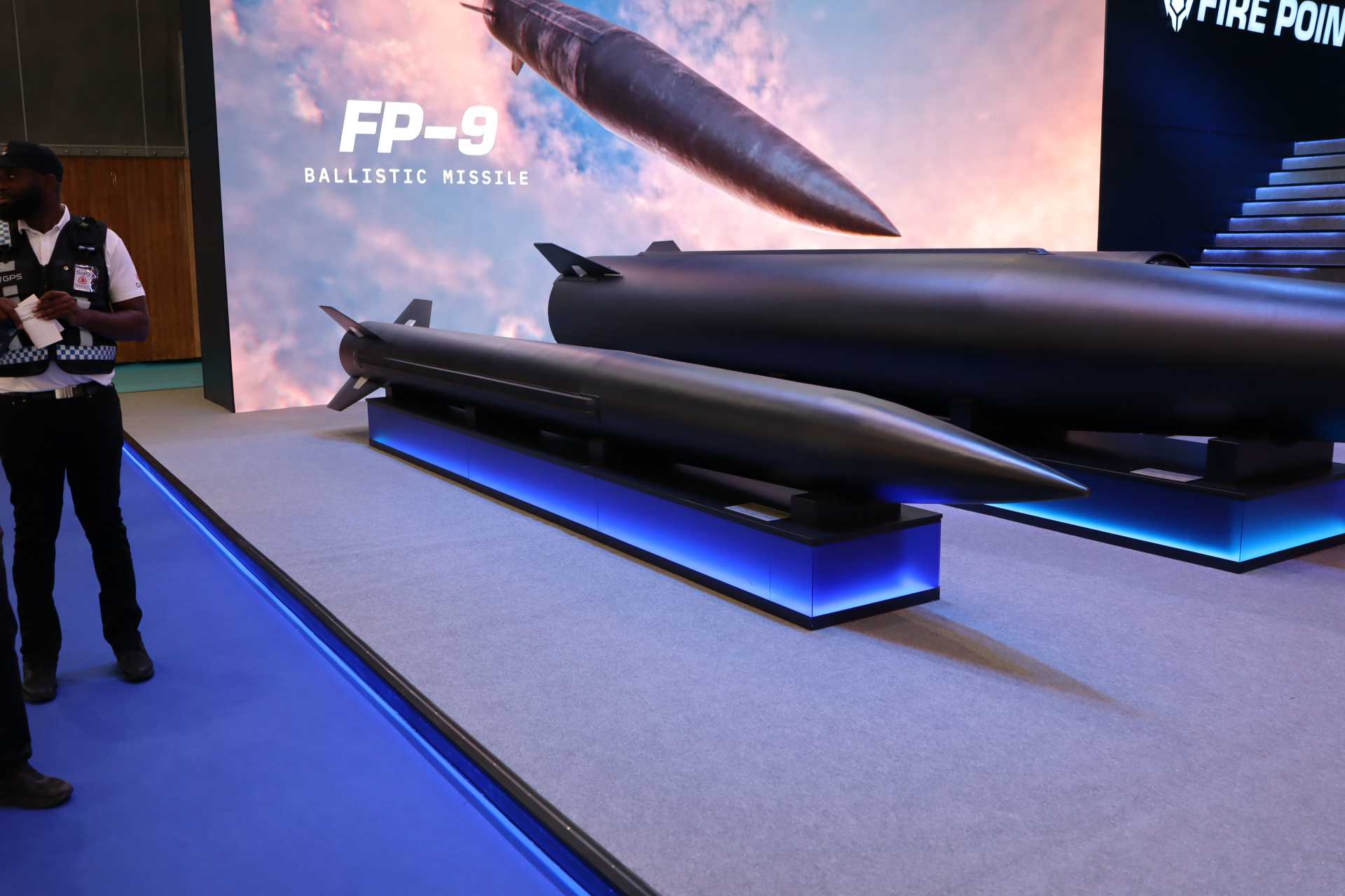 Fire Point’s FP-7 missile displayed at Eurosatory 2026. Its architecture is being adapted into the FP-7.x interceptor developed for the FREYJA air and missile-defense project