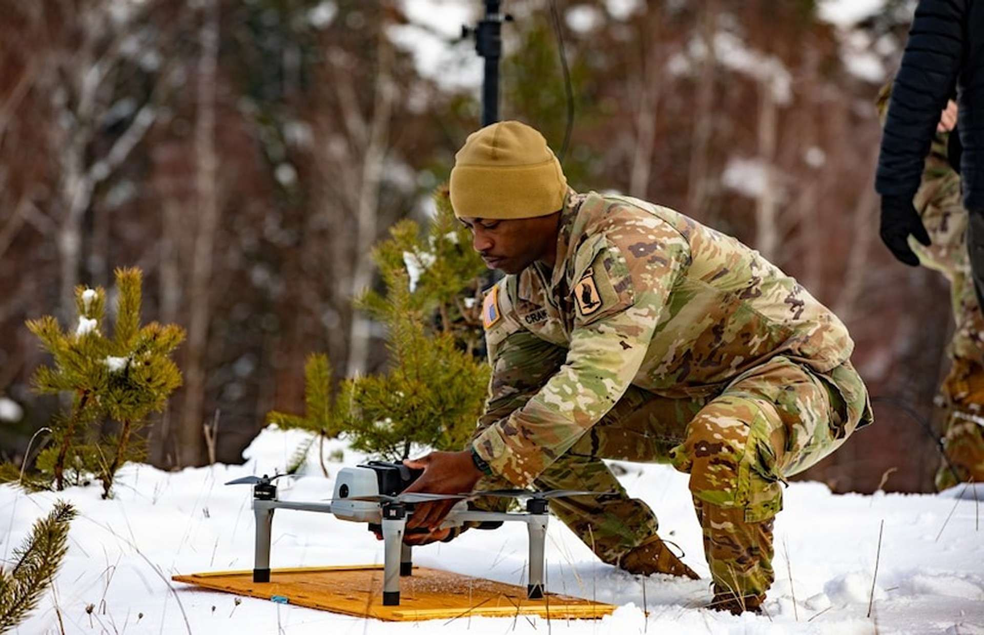 Bumblebee V2 is a soldier-operated FPV interceptor drone that uses onboard target recognition and tracking to physically collide with and disable hostile small UAS, delivering a low-collateral, close-range counter-drone kill option for point defense in contested airspace (Picture source: U.S. DoW).