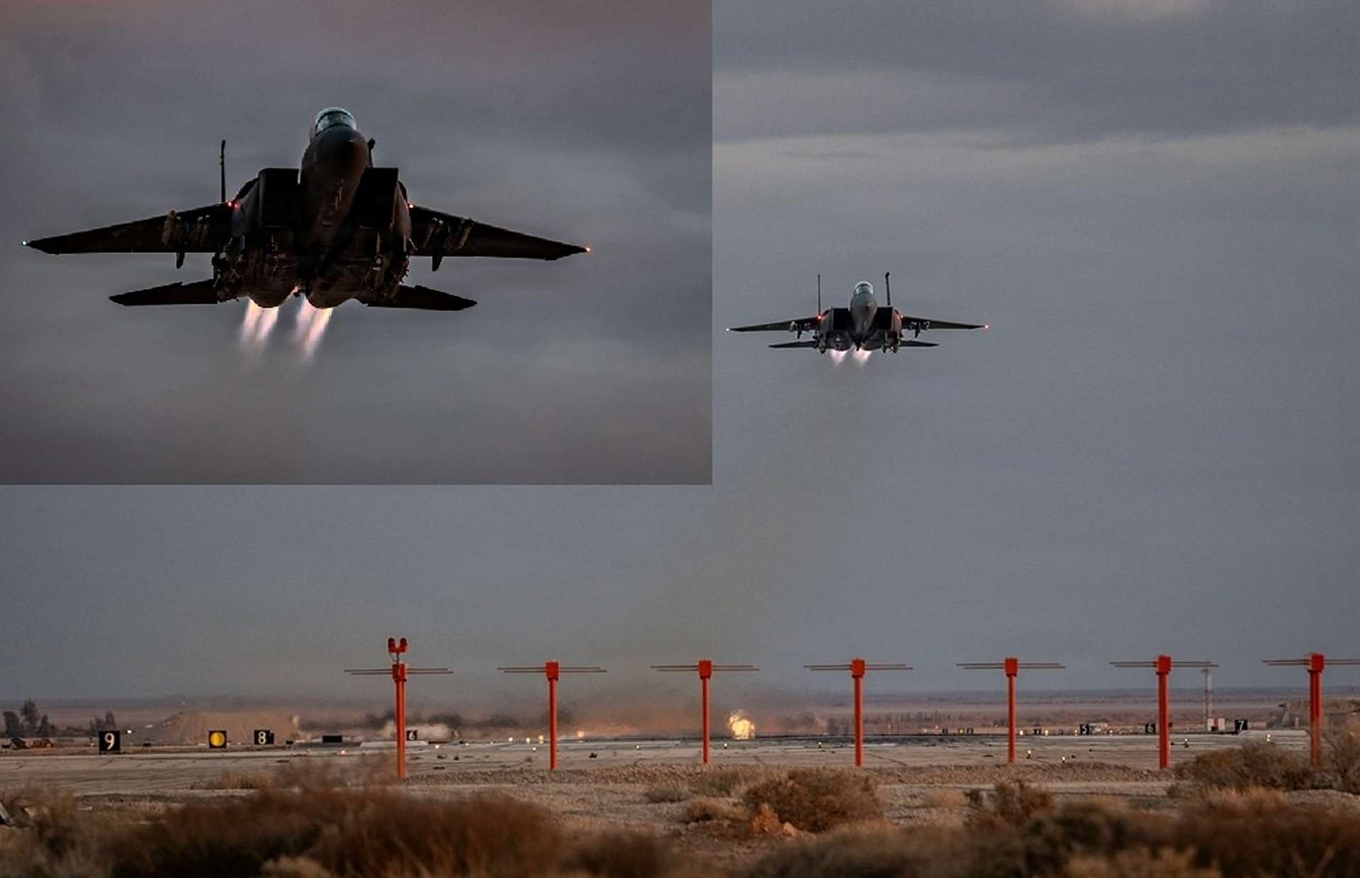 U.S. Air Force F-15E Strike Eagles, long-range twin-engine multirole fighters with heavy precision-strike loads, advanced sensors, and electronic warfare defenses, have deployed to an undisclosed Middle East base to bolster air defense and counterterror strikes (Picture source: U.S. DoW).