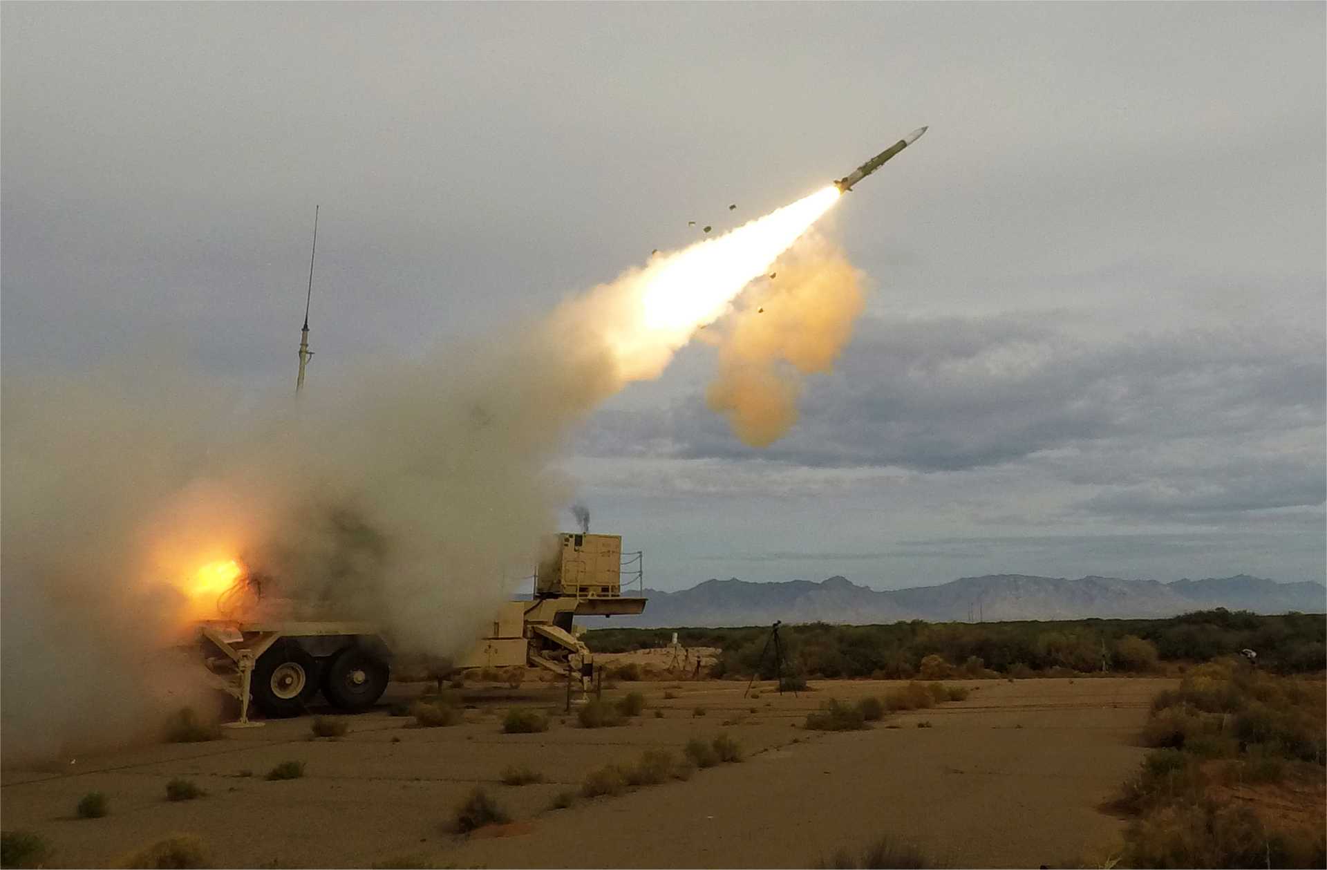 Launch of a PATRIOT Advanced Capability-3 Missile Segment Enhancement (PAC-3 MSE) interceptor during a stockpile reliability test, validating missile performance and readiness to support the U.S. Army's integrated air and missile defense mission. (Picture source: U.S. Department of War/Defense)