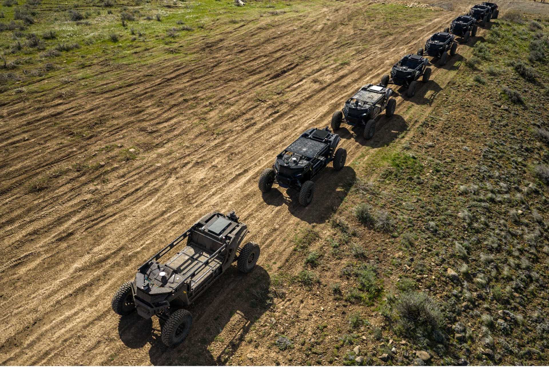Overland AI autonomous ground vehicles (AGVs) undergo scaled field testing ahead of their integration into the U.S. Marine Corps' Marine Air Defense Integrated System (MADIS).