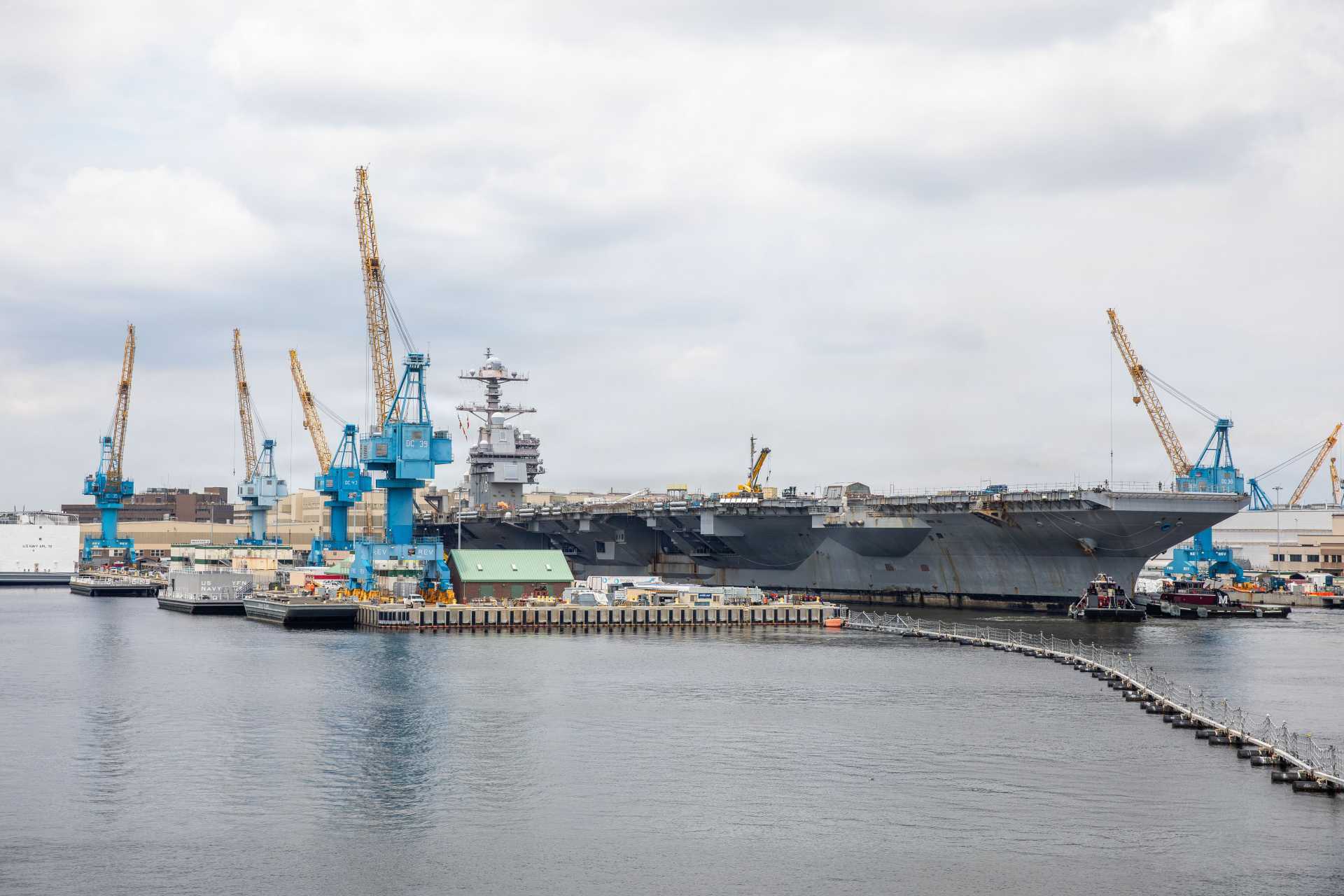 The USS Gerald R. Ford entered Norfolk Naval Shipyard only 52 days after returning to Naval Station Norfolk on May 16, 2026, at the end of a 326-day deployment that began on June 24, 2025. (Picture source: US Navy)