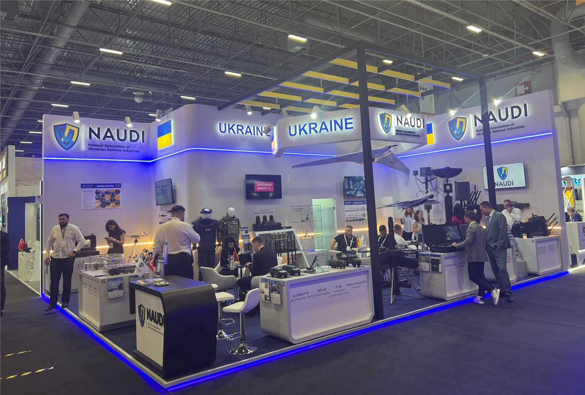 Ukrainian defense companies showcase domestically developed military technologies during a previous international defense exhibition. At Eurosatory 2026, Ukraine is expected to present a new generation of combat-proven drones, missiles, electronic warfare systems, and air defense solutions shaped by operational experience gained during the war against Russia.