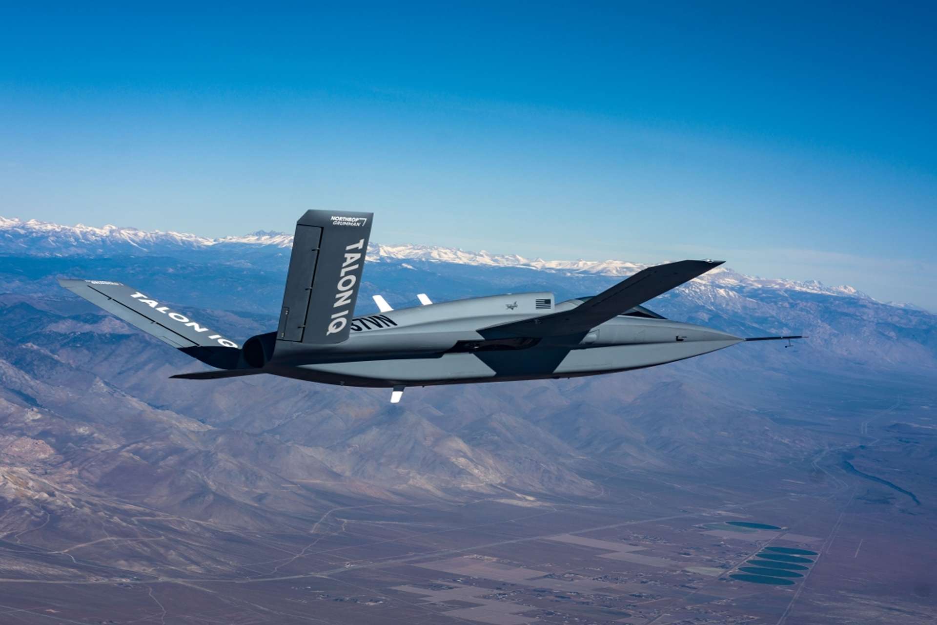 Northrop Grumman’s Talon IQ testbed flies with Shield AI’s Hivemind autonomy software, demonstrating how future uncrewed combat aircraft could combine mission AI with internal weapons capacity for collaborative air combat (Picture source: Northrop Grumman).