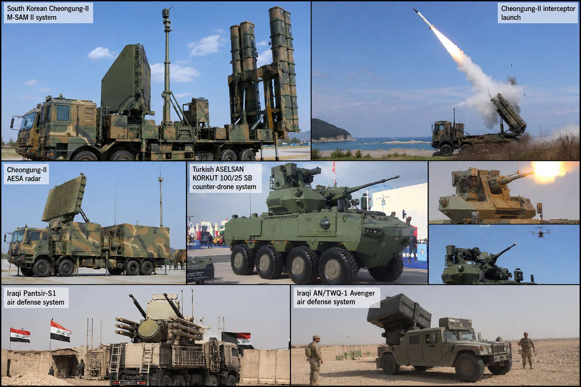 Iraq is pairing South Korean Cheongung-II medium-range surface-to-air missile batteries with Turkish short-range counter-drone systems to rebuild layered air defenses against missiles, drones, and low-flying aircraft (Picture source: Army Recognition Edit).