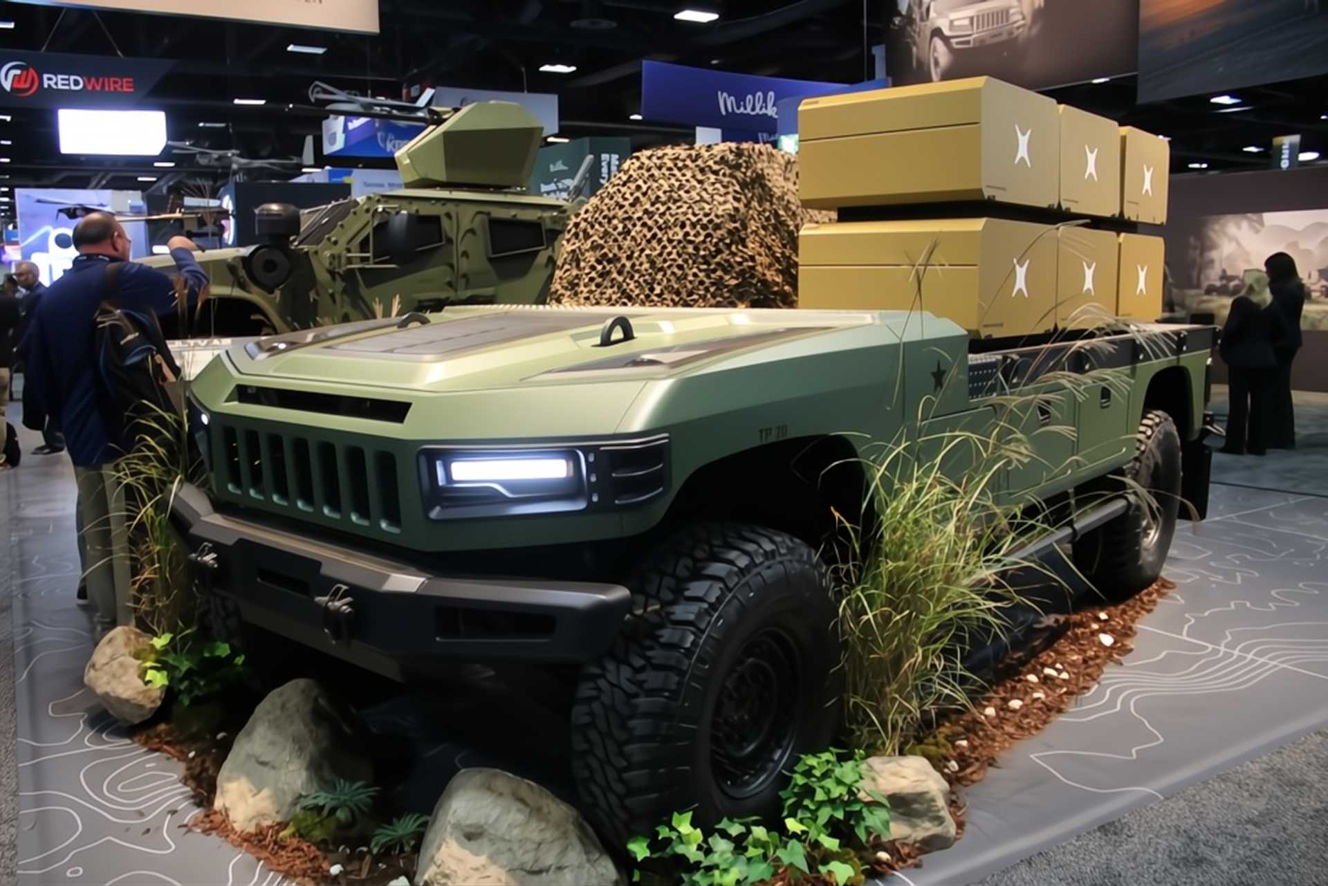 At AUSA 2026, AM General's UGV showed its ability to carry and launch a Scorpio 1000 drone for aerial reconnaissance, route inspection, target detection and tracking, and surveillance in GPS-denied environments while keeping operators away from exposed positions. (Picture source: Army Recognition)