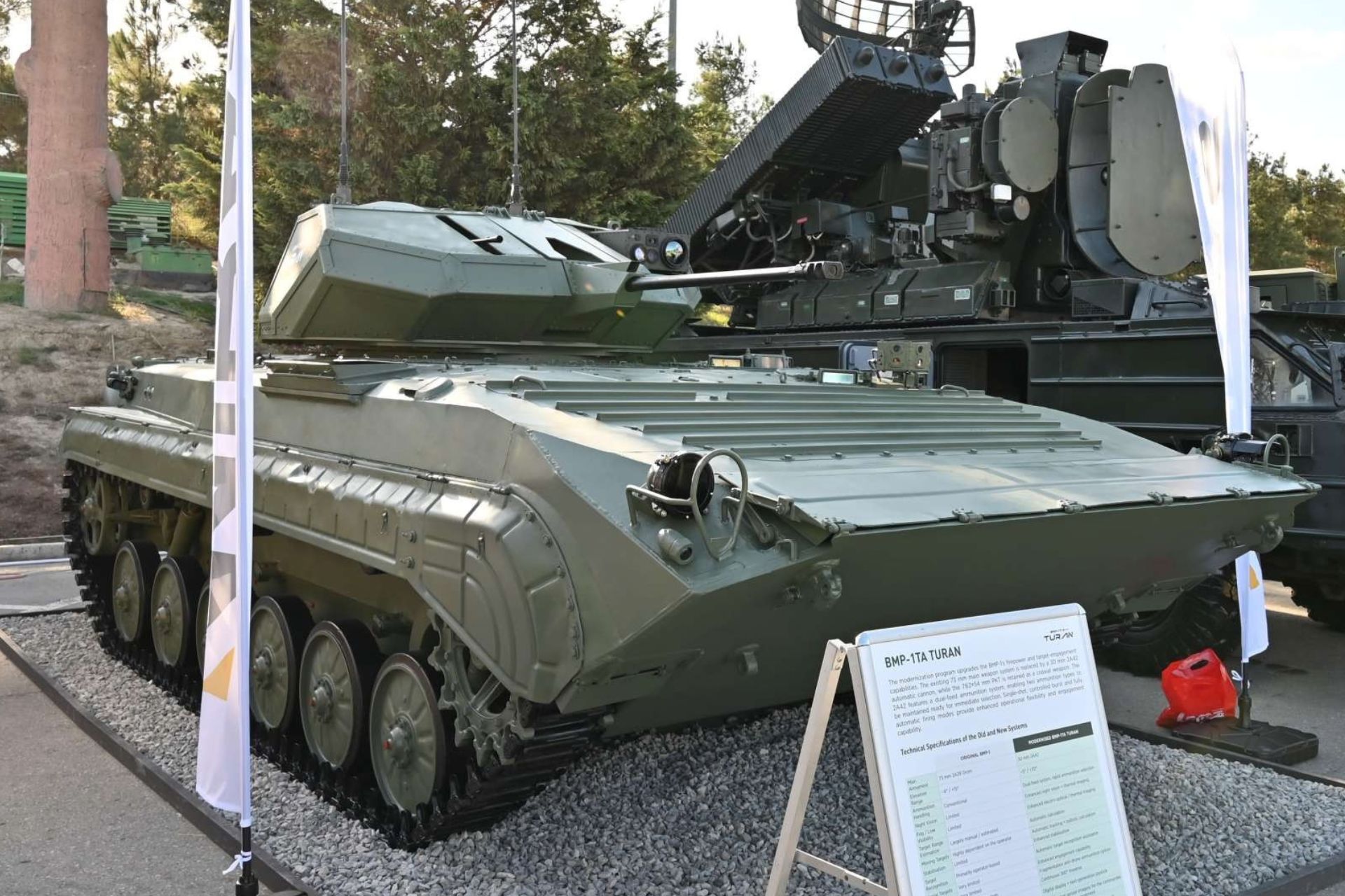 The BMP-1TA Turan infantry fighting vehicle displayed at ADEX 2026 in Baku combines the Soviet-origin BMP-1 chassis with a new 30 mm turret, modern electro-optics, and expanded high-angle engagement capability. (Picture source: Army Recognition)