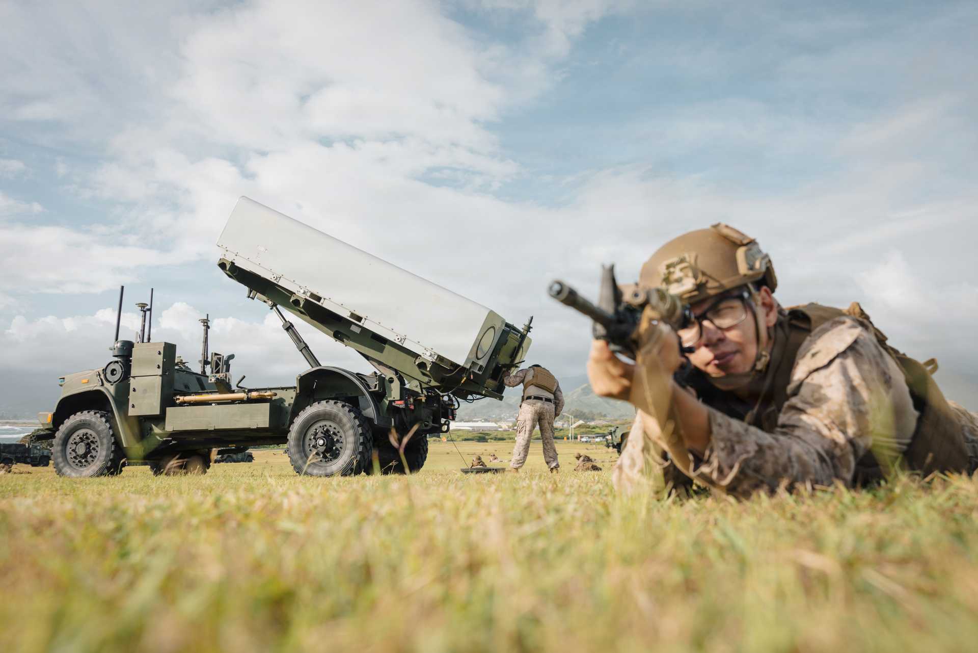 U.S. Marine Corps Lance Cpl. Caleb Swinland, a launcher system operator with 3rd Littoral Combat Team, 3rd Marine Littoral Regiment, participates in an NMESIS Top Gun competition at Marine Corps Base Hawaii on September 24, 2026. Armed with Naval Strike Missiles, NMESIS gives Marines a mobile, land-based capability to engage surface ships and support maritime denial. (Picture source: U.S. Department of War/Defense)