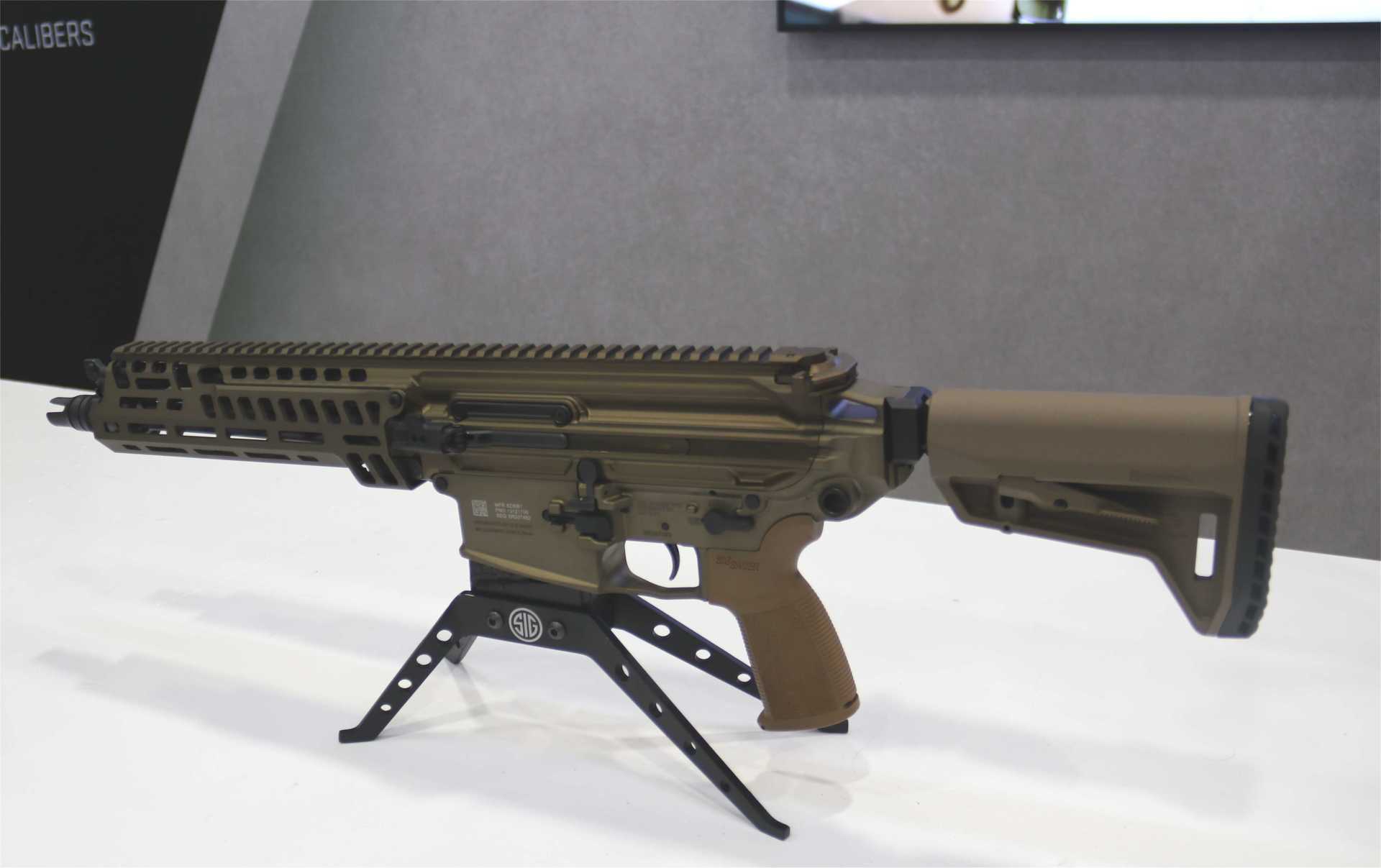 The XM8 on display at AUSA 2026 in Washington, D.C., highlighting the latest developments in U.S. military equipment and weapon technology.