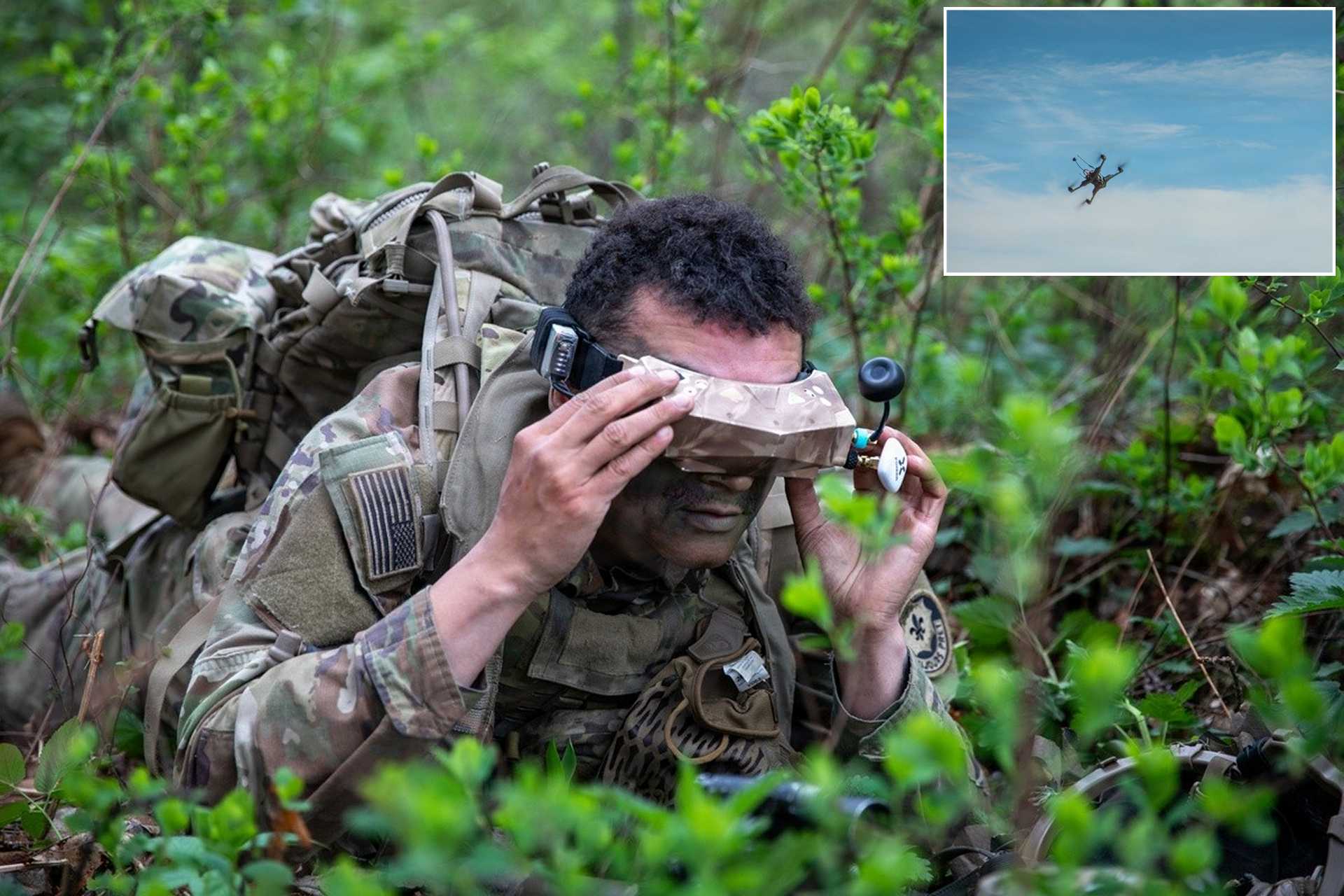 U.S. Army Pfc. Gage Green, assigned to 2nd Squadron, 2nd Cavalry Regiment, operates a purpose-built, attritable drone during force-on-force training as part of Project Flytrap 5.0 at the Pabradė Training Area in Lithuania on May 8, 2026.