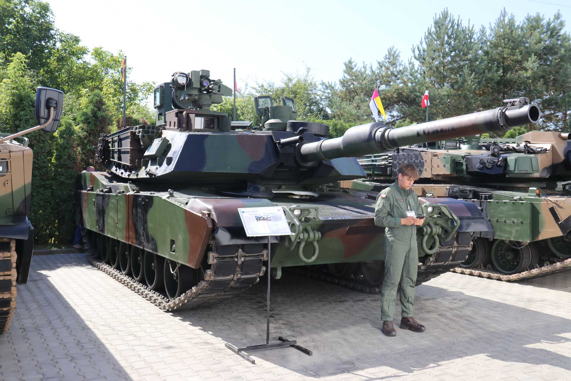 Polish Army M1A2 SEPv3 Abrams main battle tank displayed at MSPO 2026 in Kielce, highlighting Poland’s expanding U.S.-made armored capability on NATO’s eastern flank.