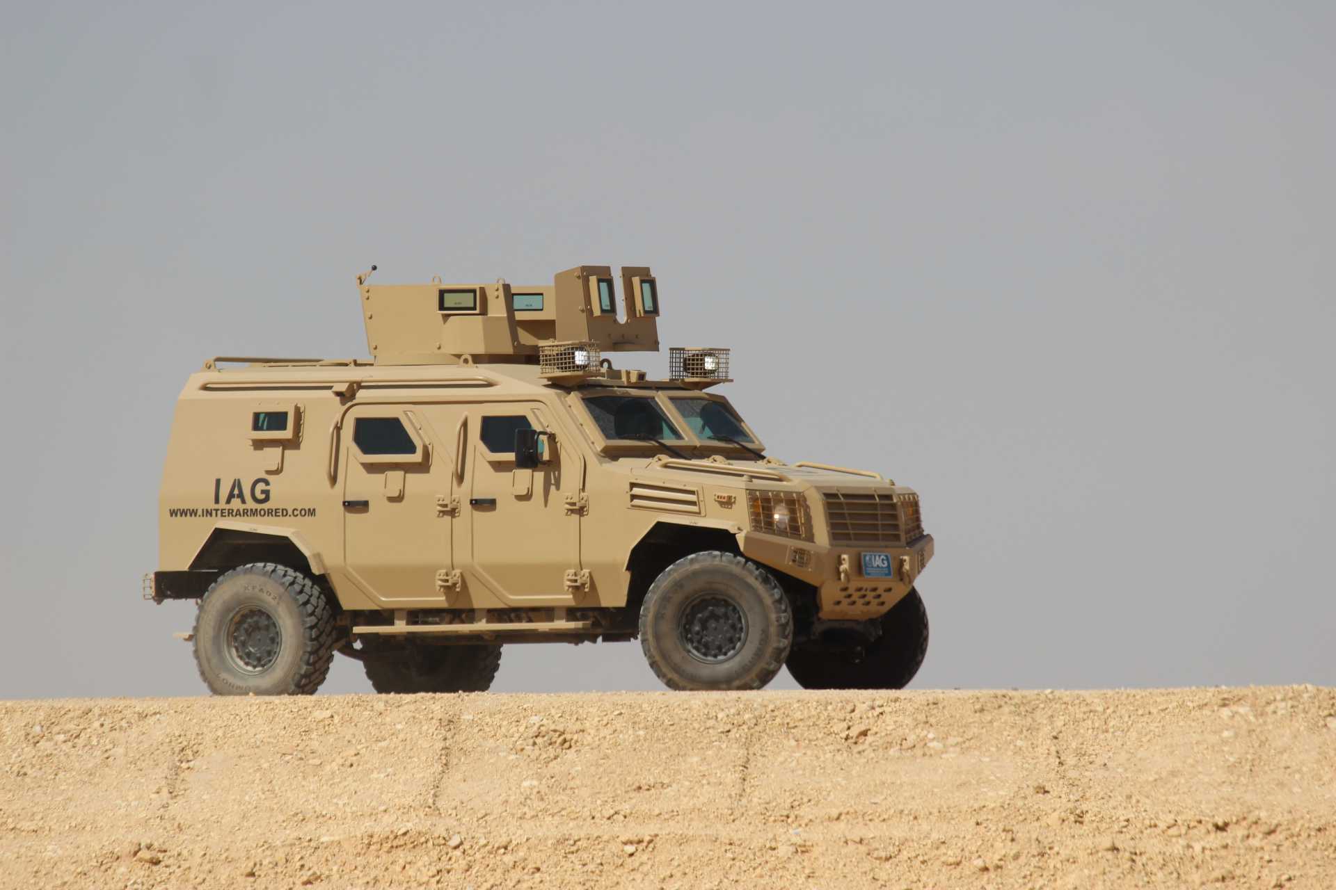 The new IAG Pirin 4x4 Armored Personnel Carrier performs a live mobility demonstration at World Defense Show 2026 in Saudi Arabia.