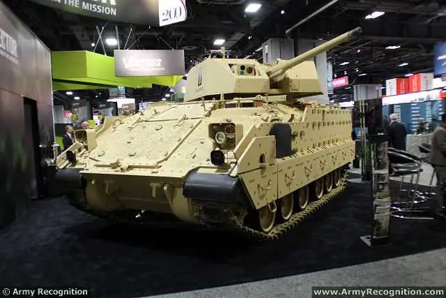 At AUSA 2014, the United States Army Annual Meeting and Exposition, Kongsberg shows a new modernization for the U.S. Army armoured infantry fighting vehicle Bradley fitted with the remote weapon station (RWS) Protector medium Caliber armed with the XM813 30mm cannon which is based on the Mk44 Bushmaster.