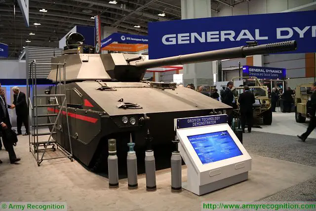 At AUSA 2016, General Dynamics Land Systems presents the Griffin, a technology demonstrator to response for the new program of U.S Army called Mobile Protected Firepower (MPF). In August 2016, at Fort Benning, Ga., the U.S. Army has invited some 200 industry representatives from 59 companies to present what it wants in its next war machine, the Mobile Protected Firepower vehicle (MPF).