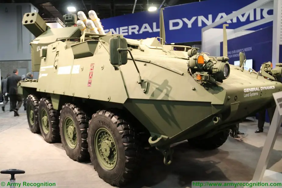 New General Dynamics Stryker MSL short range air defense vehicle at AUSA 2017 925 001