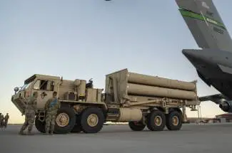 THAAD Terminal High Altitude Area air Defense missile system United States left side view 001
