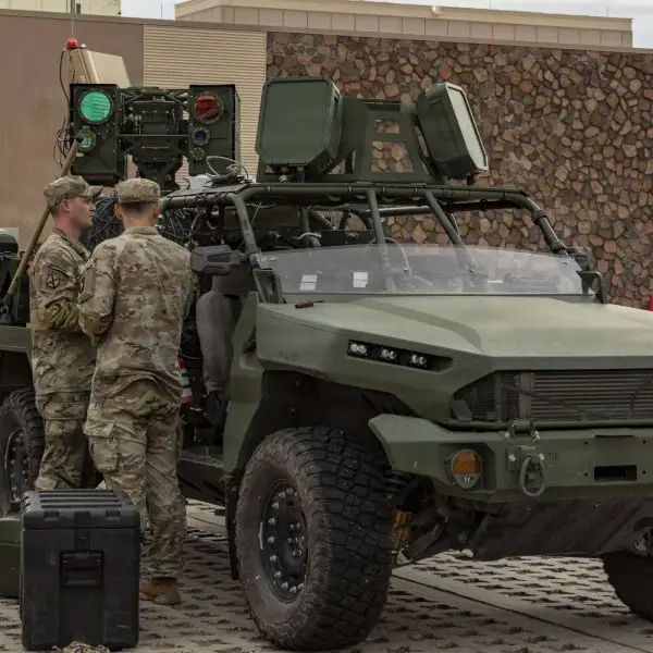 The U.S. Army tested an ISV-mounted 20 kW-class AMP-HEL laser at Fort Bliss to assess its mobile counter-drone capabilities and integration with systems supporting southern border operations (Picture Source: U.S. Army)