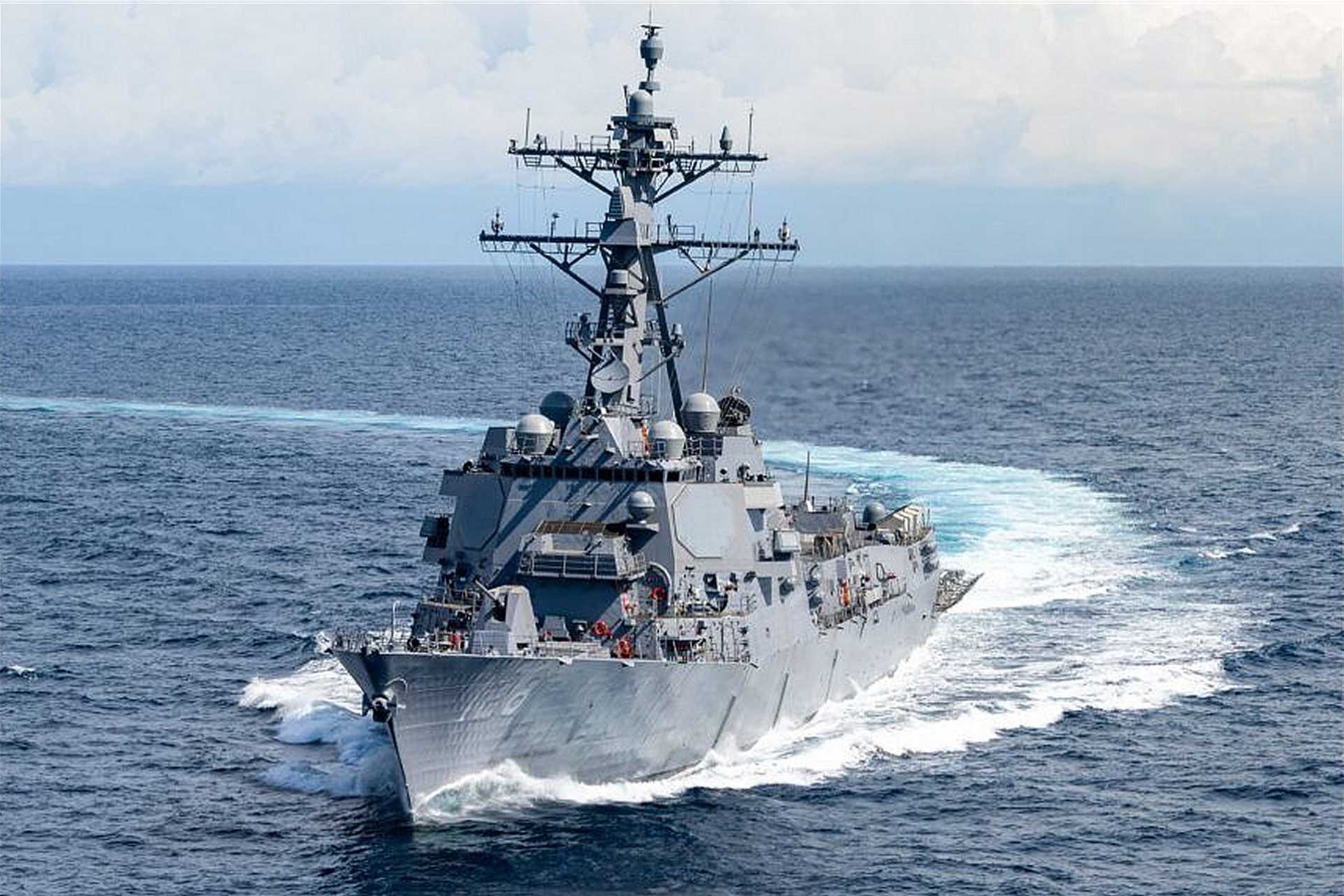 Future U.S. Navy USS Ted Stevens (DDG 128) Arleigh Burke Flight III destroyer underway during second builder’s sea trials, showcasing the integrated SPY-6(V)1 radar arrays.