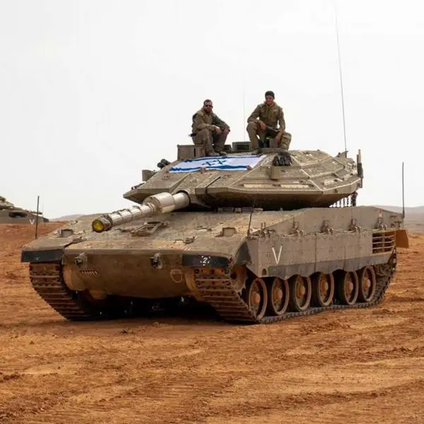 Israeli Army Merkava 4 main battle tank during operations, highlighting the heavily protected combat vehicle that Cyprus could become the first foreign country to operate if export negotiations with Israel result in a contract.