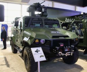 The ITX 7L is armed with an ASELSAN SARP stabilized remote-controlled weapon station fitted with a 12.7 mm heavy machine gun at ADEX 2026 (Picture source: Army Recognition)