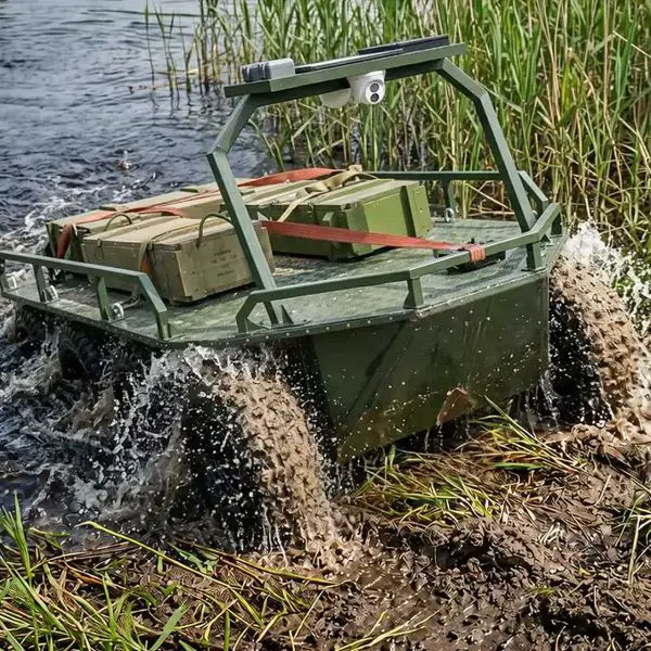 The Alter Ego unit of the 93rd Mechanized Brigade Kholodnyi Yar deployed an amphibious UGV on Ukraine’s first frontline logistics mission of this kind, covering more than 40 km and solving a key limitation of rivers, flooded areas, and other water obstacles. (Picture source: Ukrainian MoD)