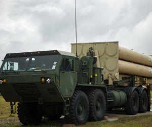 U.S. Army THAAD launchers support Guam’s ballistic missile defense mission. The newly activated 3rd Battalion, 43rd Air Defense Artillery Regiment, builds on the island’s existing defensive presence as the Army develops a broader integrated air and missile defense architecture. (Picture source: U.S. Department of War/Defense)