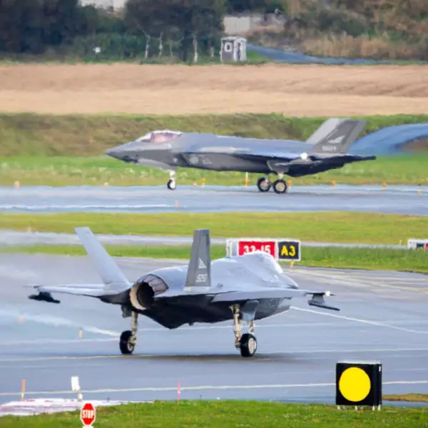 Finland’s first two F-35A Lightning II fighters landed at Rovaniemi, marking the start of the country’s transition to a 64-aircraft fifth-generation fleet (Picture Source: Finnish MoD)