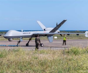 A French Air and Space Force MQ-9 Reaper stands on the flight line before operations. France is expanding the aircraft's mission by integrating AGM-114 Hellfire missiles for counter-drone engagements, reflecting lessons learned from recent conflicts in Ukraine and the Middle East. (Picture source: French Ministry of the Armed Forces)