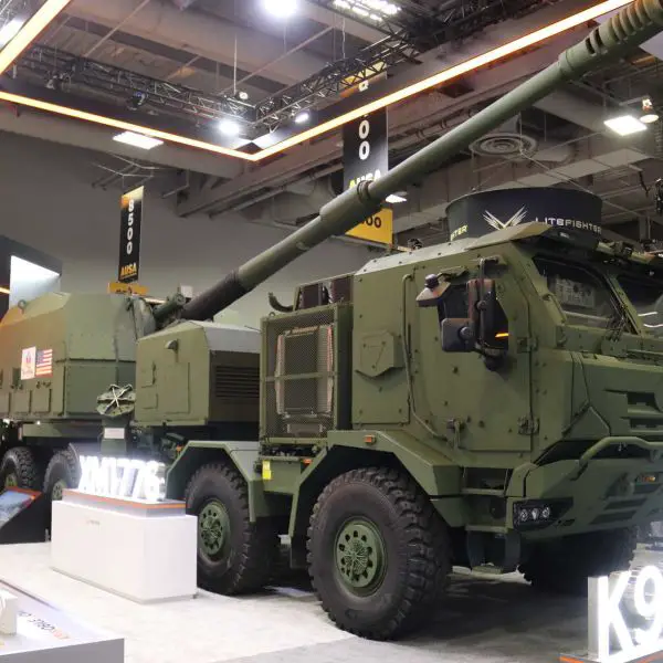 The U.S. Army and Hanwha Defense USA officially unveil the new XM1776 Mobile Tactical Cannon (MTC), a wheeled 155mm self-propelled howitzer, during AUSA 2026 in Washington, D.C., on October 12, 2026.
