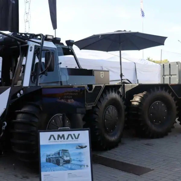 The Canadian AMAV FT5 Arctic Mobility Amphibious Vehicle was displayed at MSPO 2026 in Kielce, Poland. (Picture source: Army Recognition)