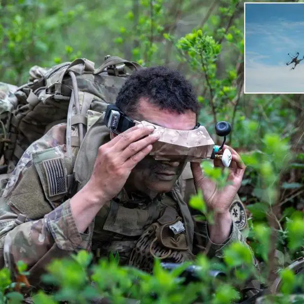 U.S. Army Pfc. Gage Green, assigned to 2nd Squadron, 2nd Cavalry Regiment, operates a purpose-built, attritable drone during force-on-force training as part of Project Flytrap 5.0 at the Pabradė Training Area in Lithuania on May 8, 2026.