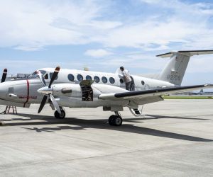 The UC-12W Huron is a U.S. Marine Corps twin-engine turboprop aircraft used for operational support airlift, rapidly transporting personnel, priority cargo, and critical supplies between bases and dispersed operating locations.