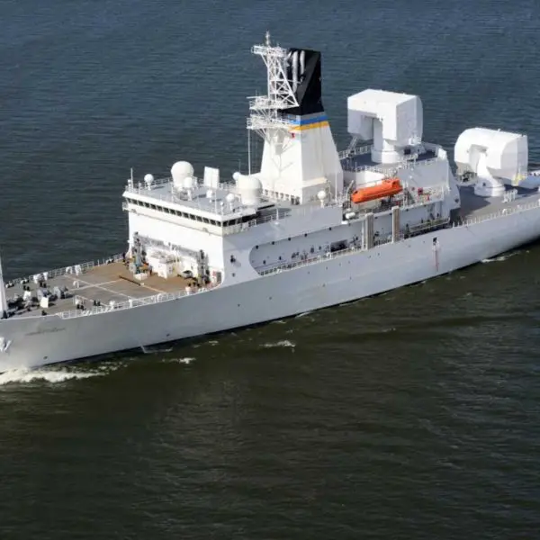 The U.S. Navy's USNS Howard O. Lorenzen (T-AGM-25) missile range instrumentation ship supports missile tracking and flight-test missions. The U.S. Missile Defense Agency is preparing a new 160-meter (525-foot) vessel to strengthen missile tracking and interceptor testing across the Pacific Ocean. (Picture source: U.S. Coast Guard)